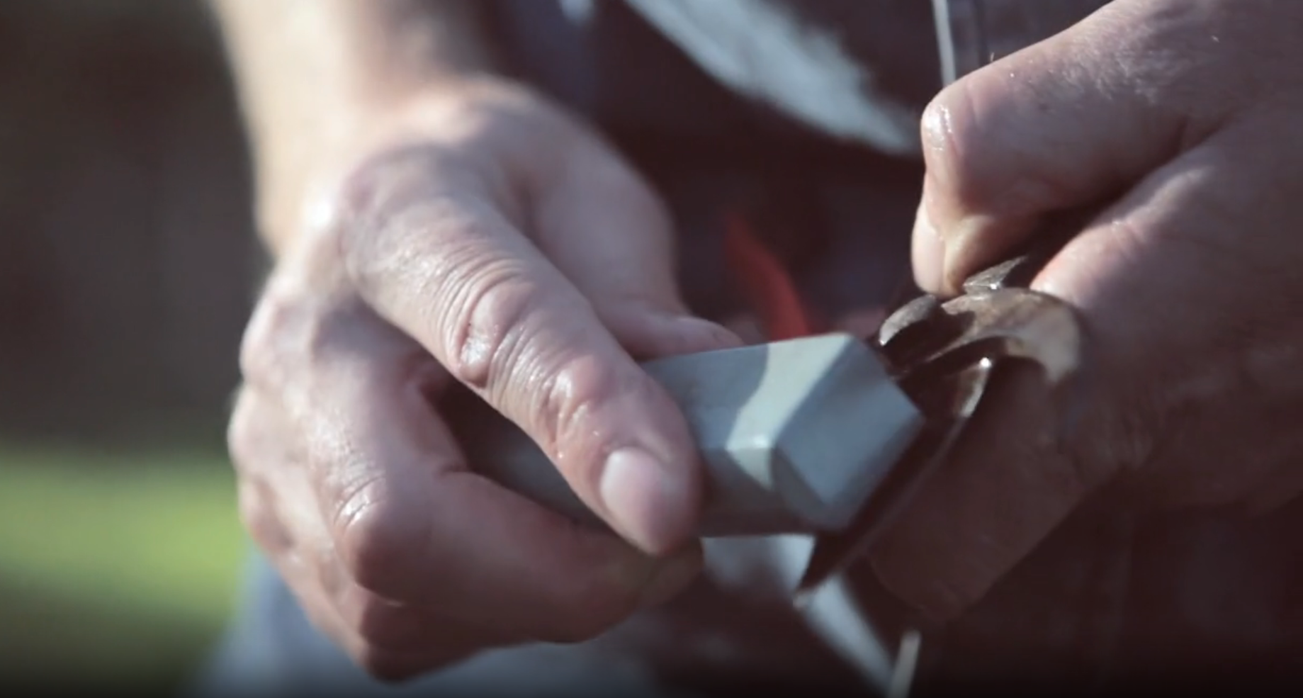 Video demonstrating how to sharpen secateurs with Niwaki sharpening stones