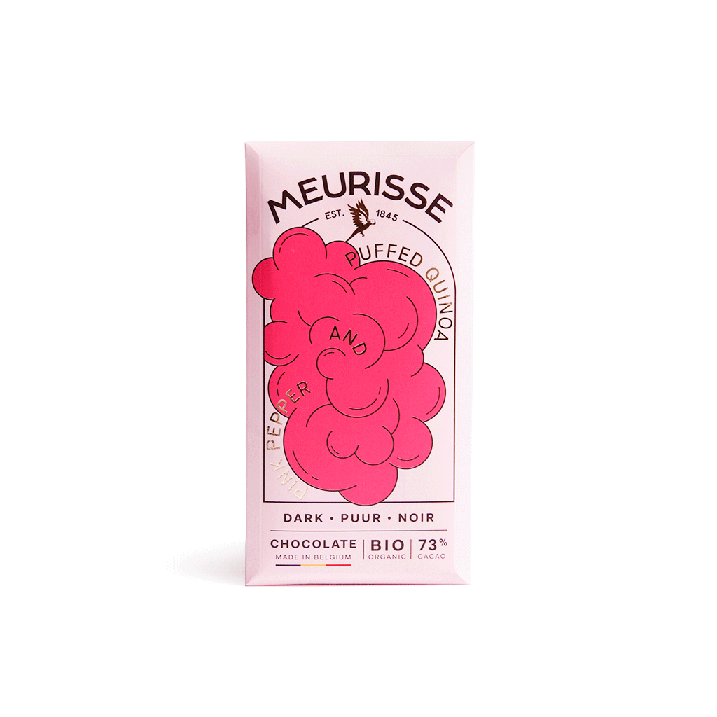 Puffed Quinoa and Pink Pepper Dark Chocolate 73% Boston General Store