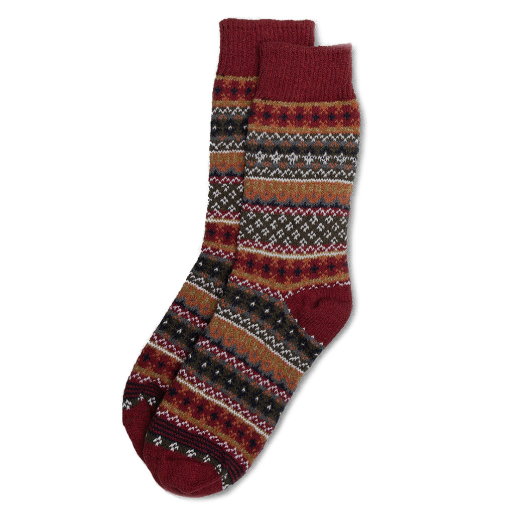 Cotton Fair Isle Socks Red Large  at Boston General Store