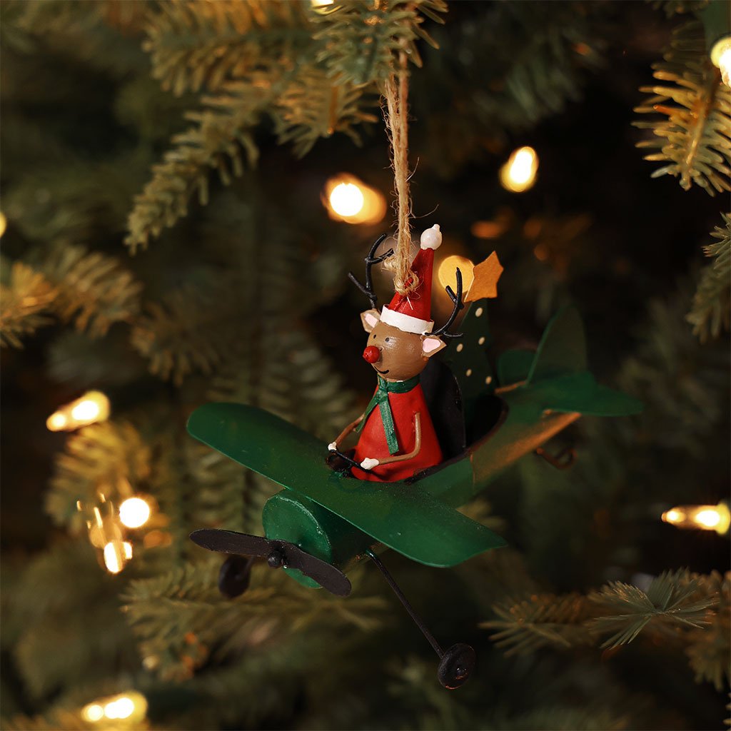 Reindeer in Plane Ornament Boston General Store