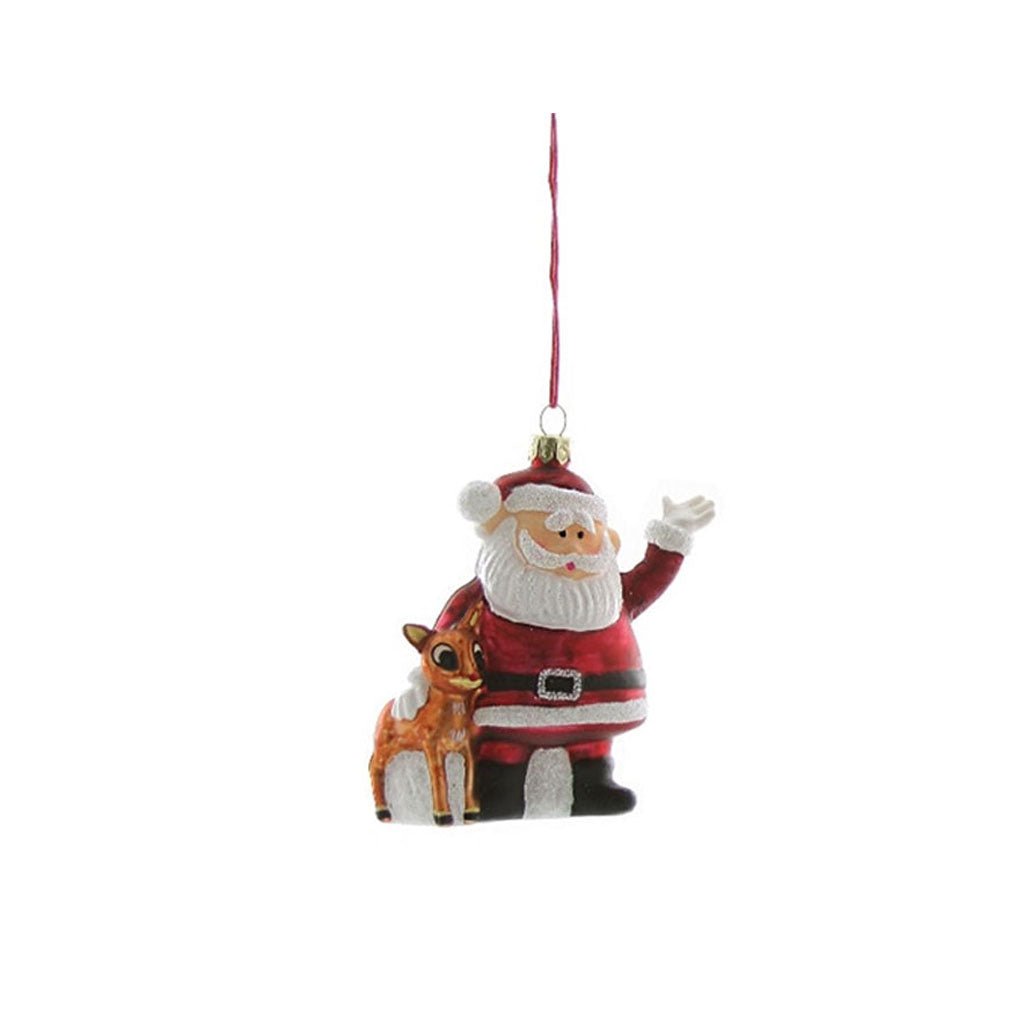 Retro Rudolph Friends Glass Ornament Boston General Store