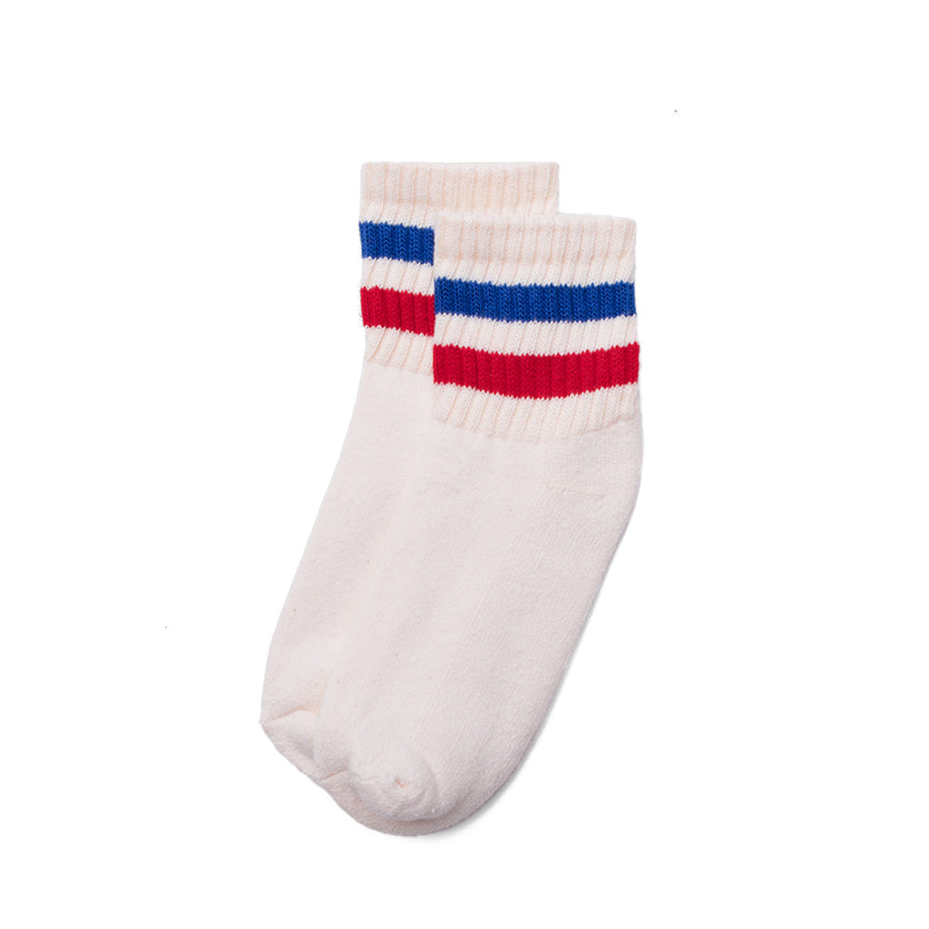 Retro Stripe Quarter Crew Sock Royal + Red   at Boston General Store