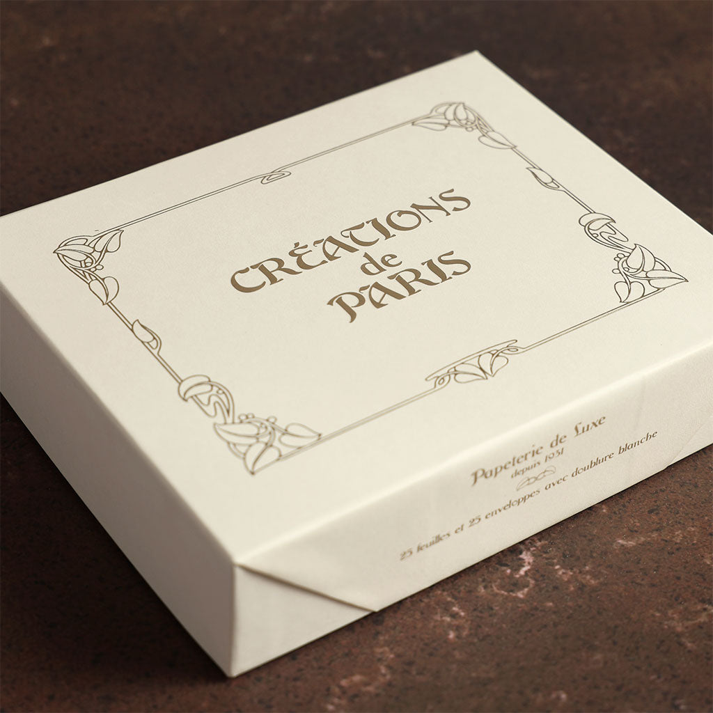 Rossi Cream Florentine Paper Stationery Set, Box of 25 at Boston General Store