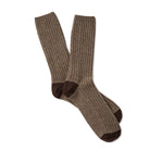 Pair of brown wool socks with dark brown heels and toes.