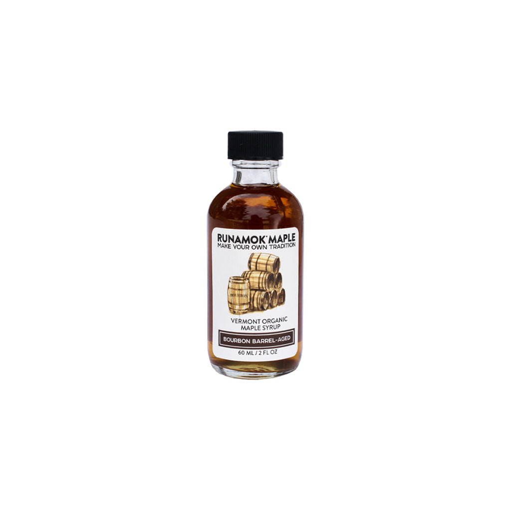 Small bottle of Runamok maple syrup.