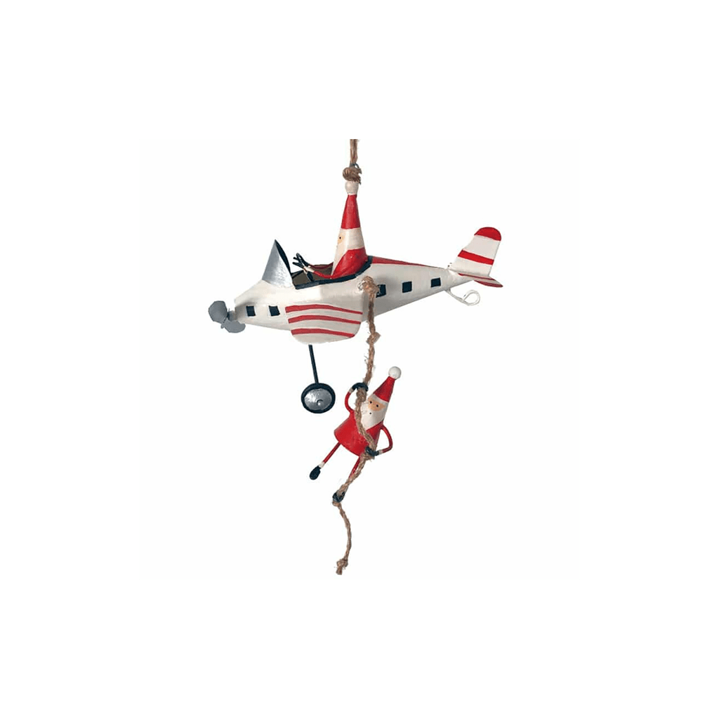 Santa Climbing on Plane Ornament Boston General Store