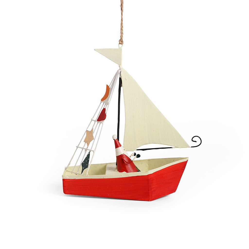 Santa in Sailboat Ornament Boston General Store