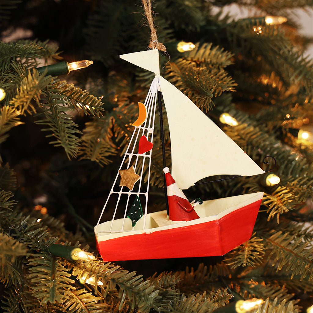 Santa in Sailboat Ornament Boston General Store