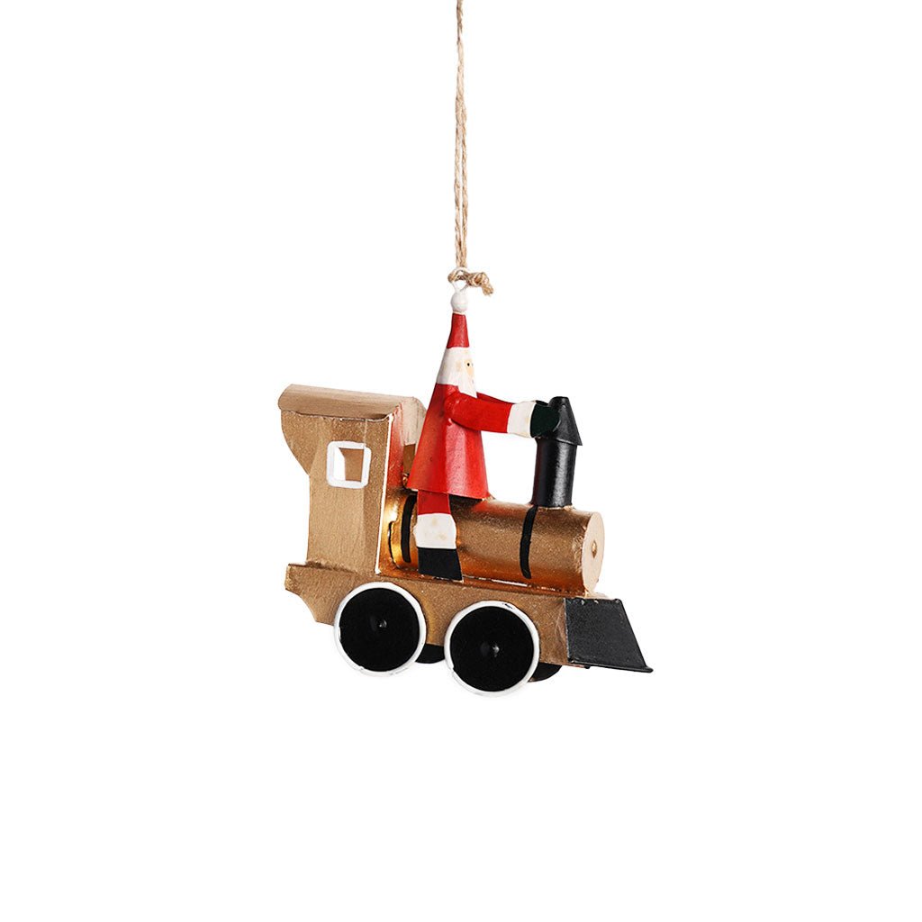 Santa on Gold Train Ornament Boston General Store