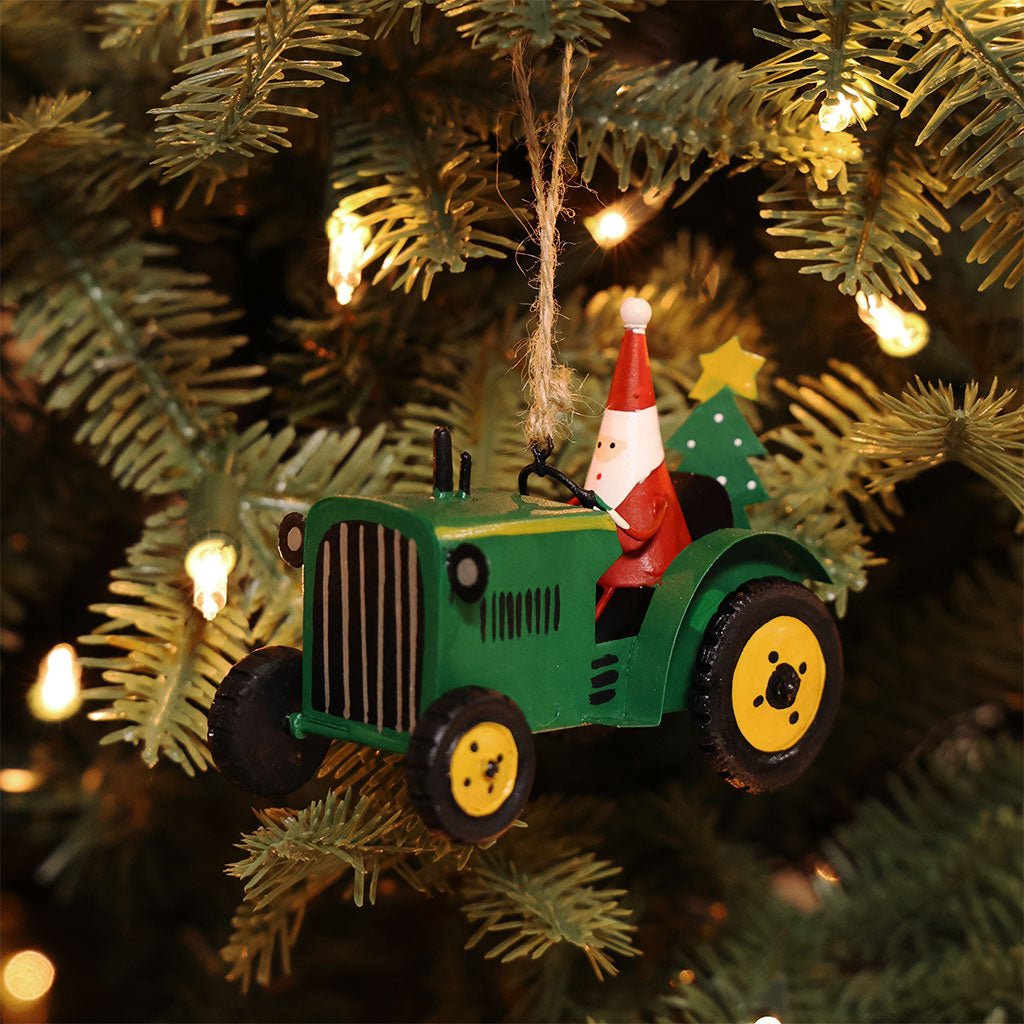 Santa on Tractor Ornament Boston General Store