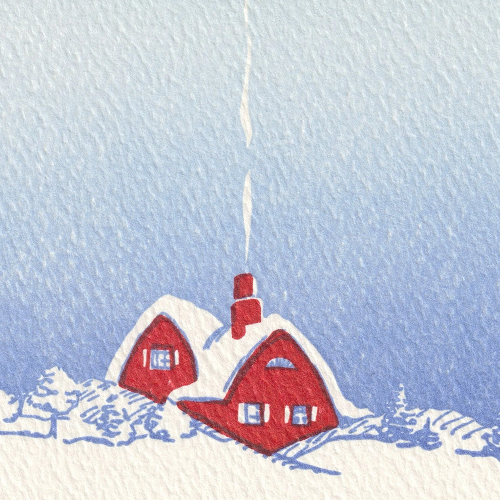 Close-up of letterpress-printed cottage design.