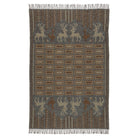 Woven blanket with deer pattern on a white background