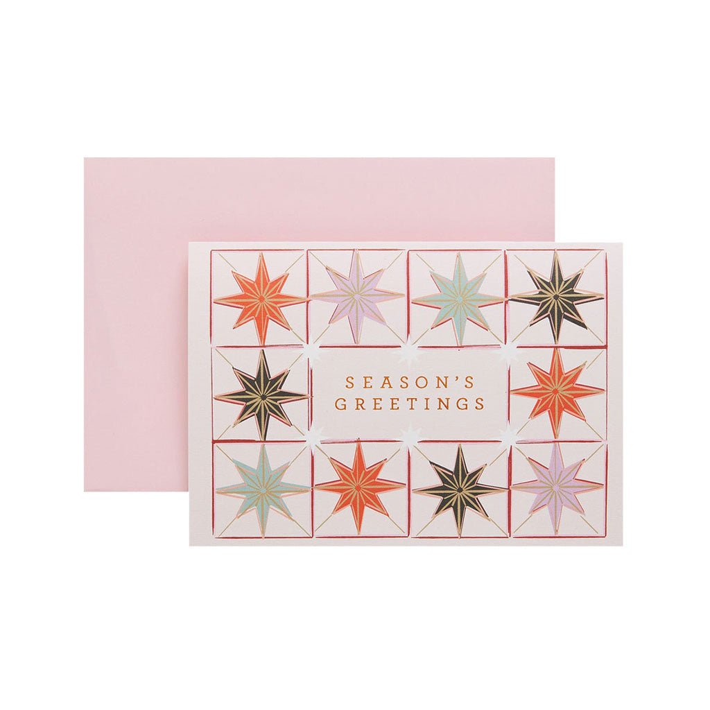 Season's Greetings Pink Stars Card Boston General Store