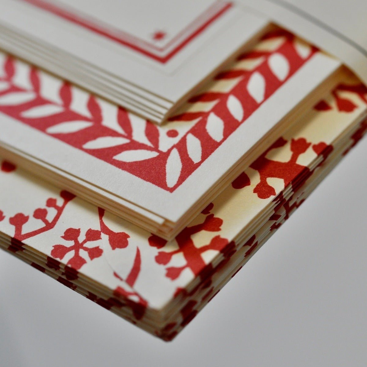 Seaweed Paisley Crimson Notecards and Envelopes Set Boston General Store
