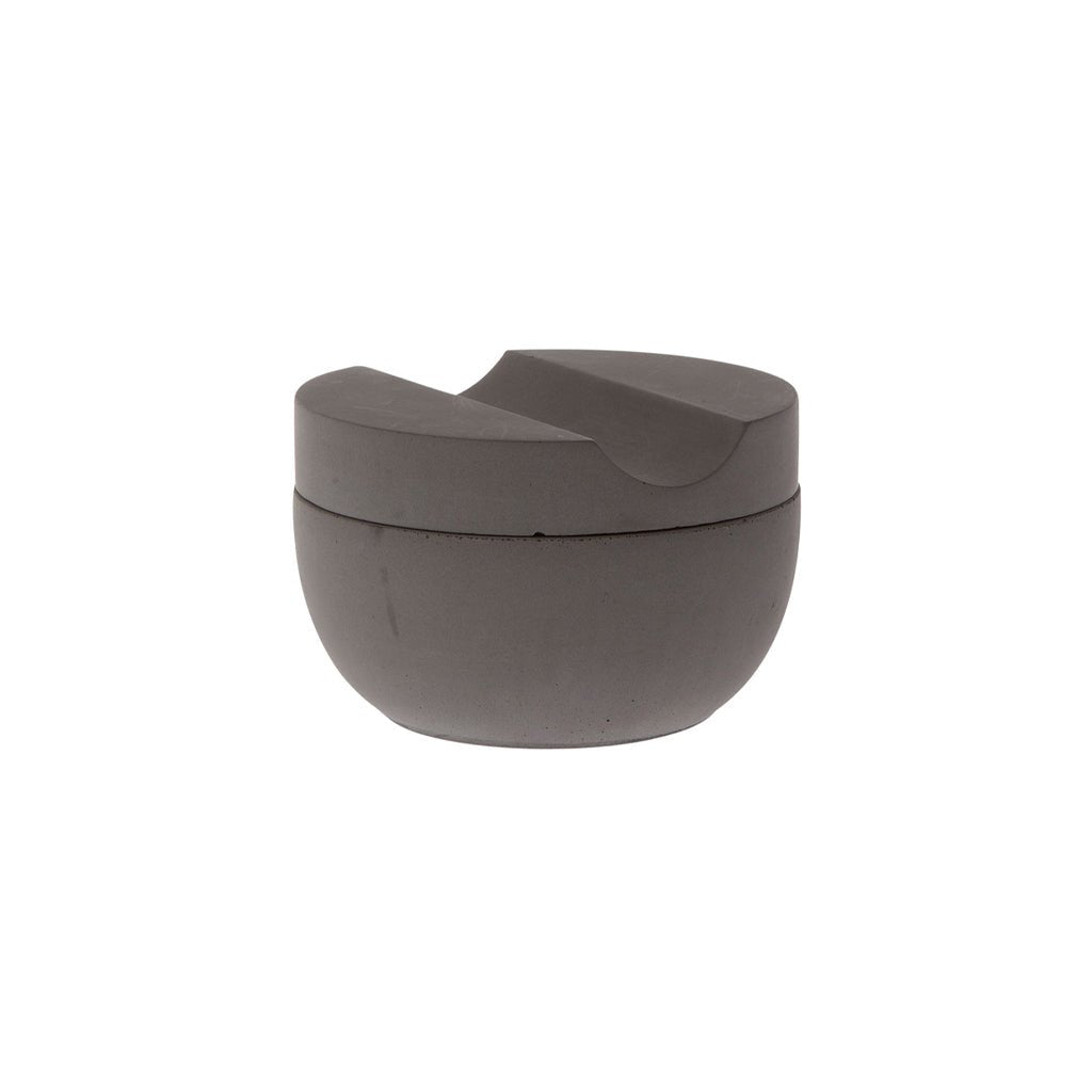 Concrete shaving bowl with lid on white background