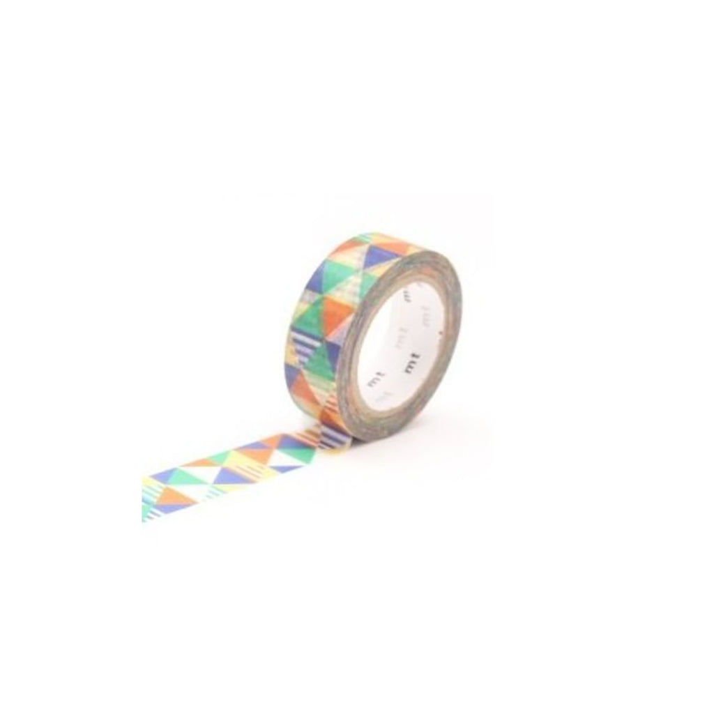 Washi Tape - Solids &amp; Patterns Stripe Triangles Shimasankaku Blue   at Boston General Store