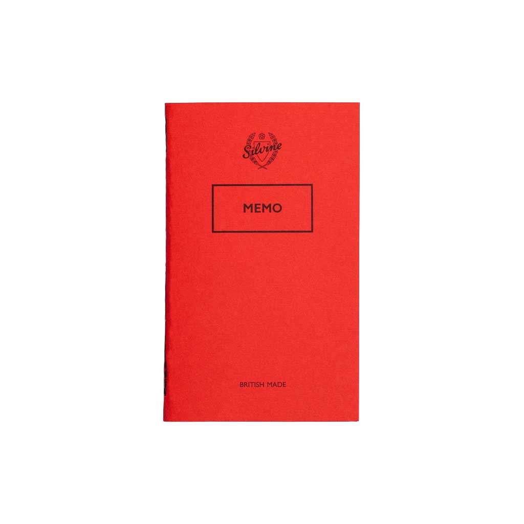 Red memo notebook by Silvine Originals on white background