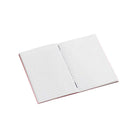 Open lined notebook on white background