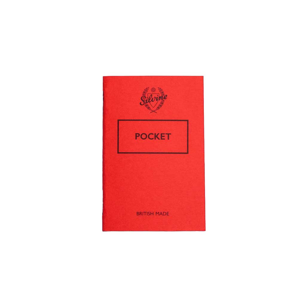 Red mini pocket notebook by Silvine originals on white background