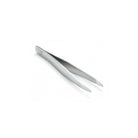 Pair of silver tweezers on a white background