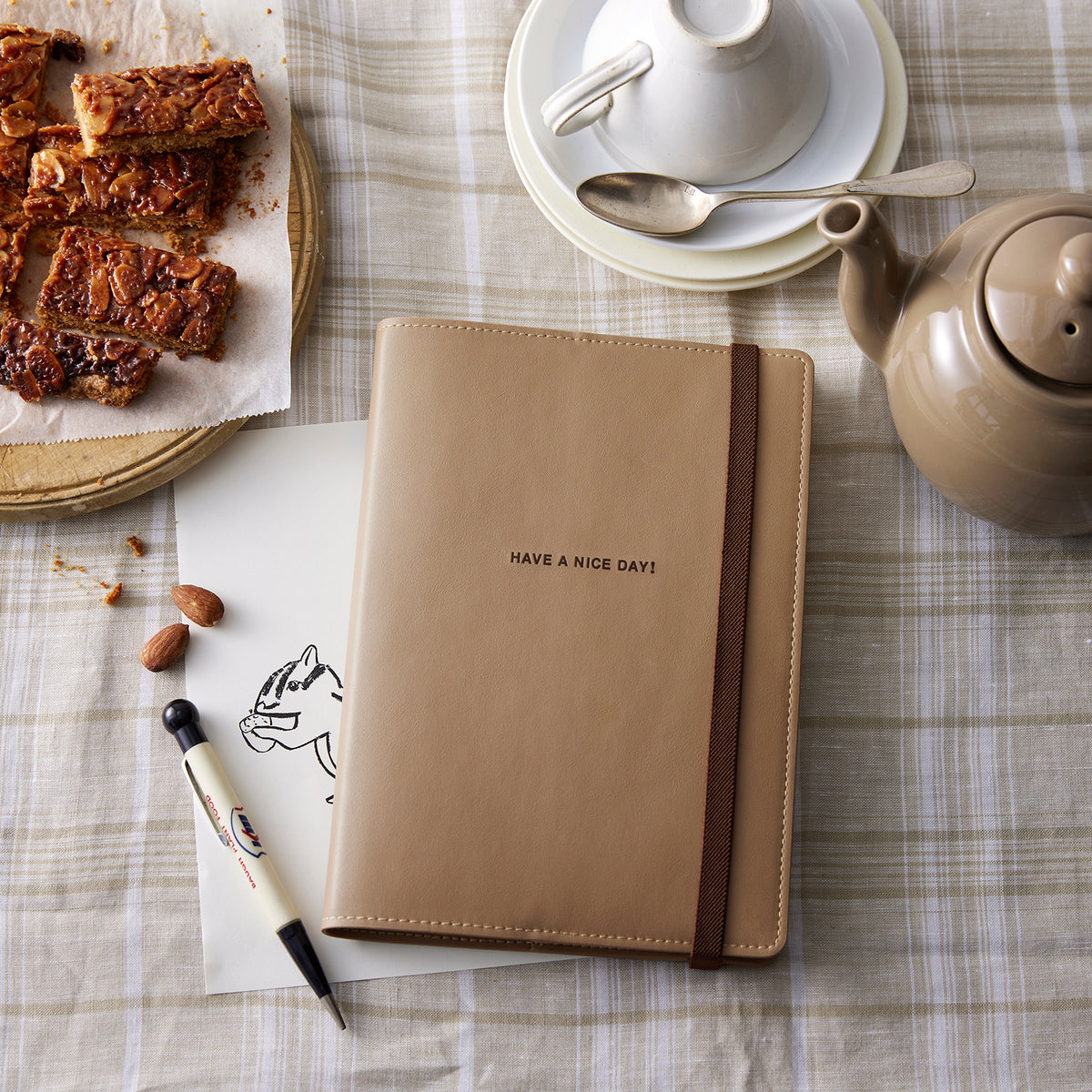 Hobonichi Techo Cover Cousin A5 - Have a Nice Day! Almond    at Boston General Store