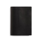 Black A5 leather notebook cover on white background