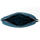 Blue pouch with a zipper on a white background