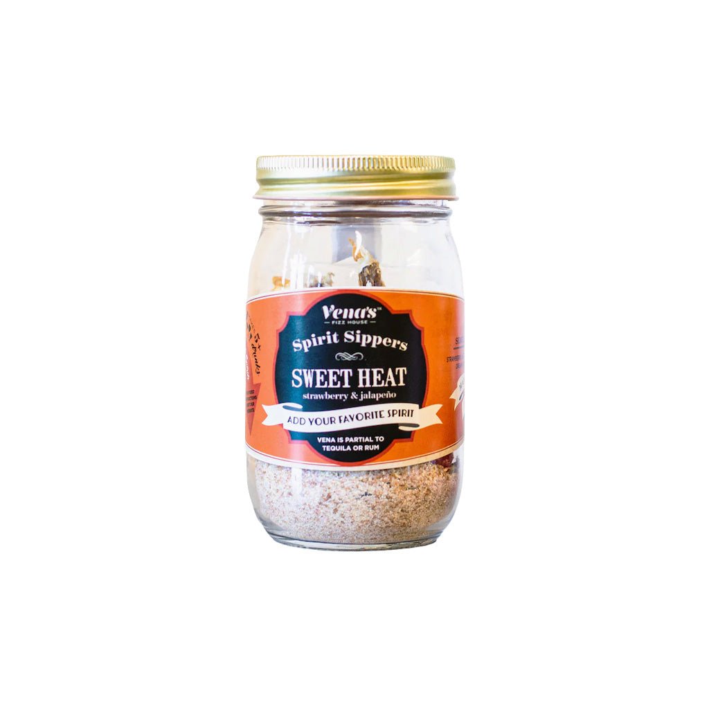 Jar of 'Sweet Heat' cocktail mix with a visible brand label on a white background