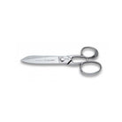 Pair of stainless steel kitchen shears on white background