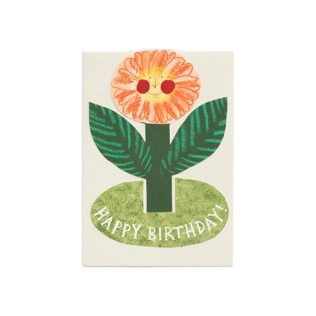 Standing flower happy birthday card with cream envelope