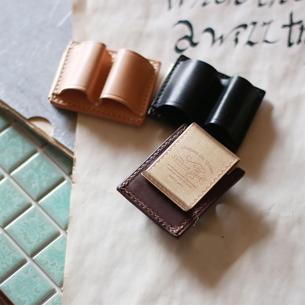 Leather and Brass Clip Pen Holder at Boston General Store