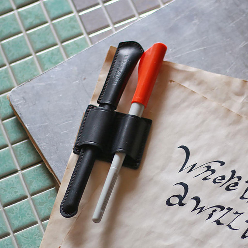 Leather and Brass Clip Pen Holder at Boston General Store