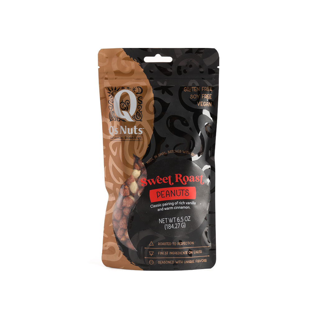 package of sweet roast peanuts on white background