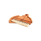 Wooden table brush set with horsehair bristles on white background