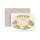 Card with a teacup design and envelope on a white background