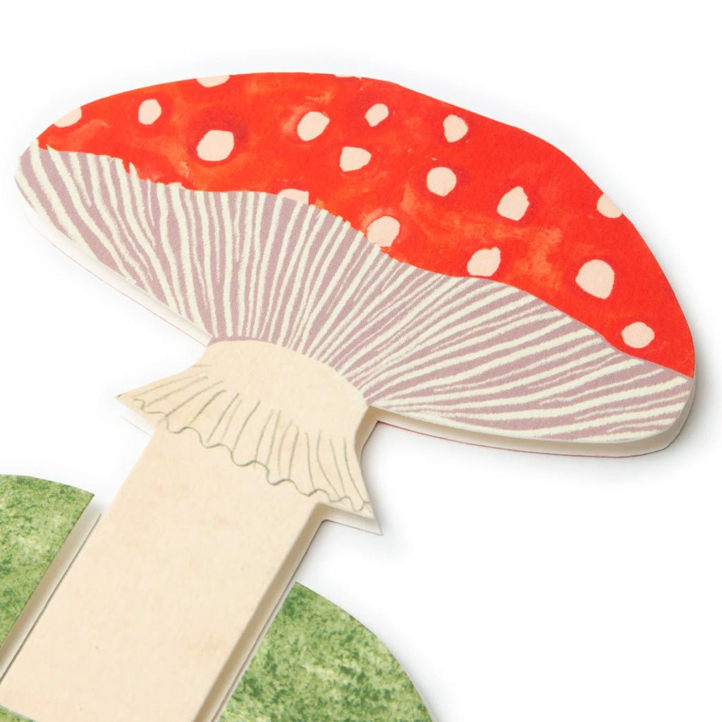 Red mushroom card on white background