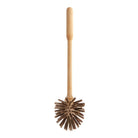 Wooden toilet brush with dark natural bristles on white background