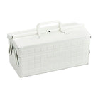 White Toyo steel two level medium toolbox on white background