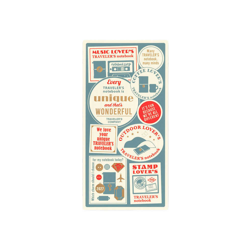 A Traveler's Notebook plastic sheet board with colorful designs for 2027 diary theme on white background