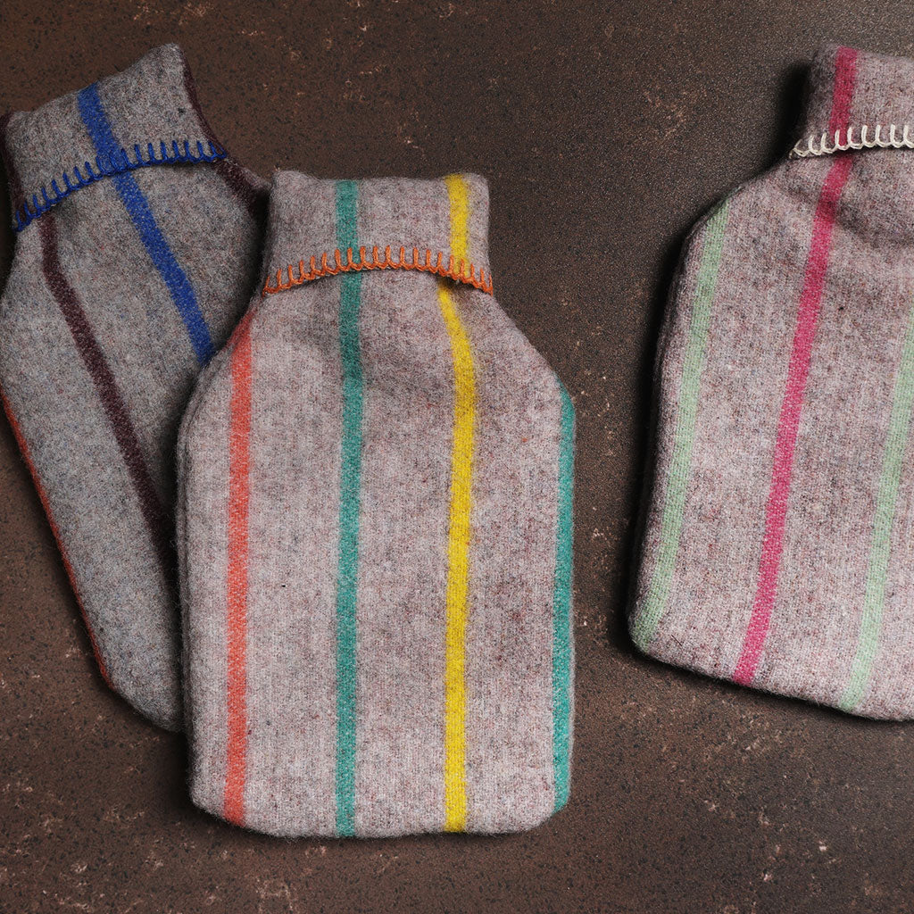 Recycled Striped Wool Hot Water Bottle at Boston General Store