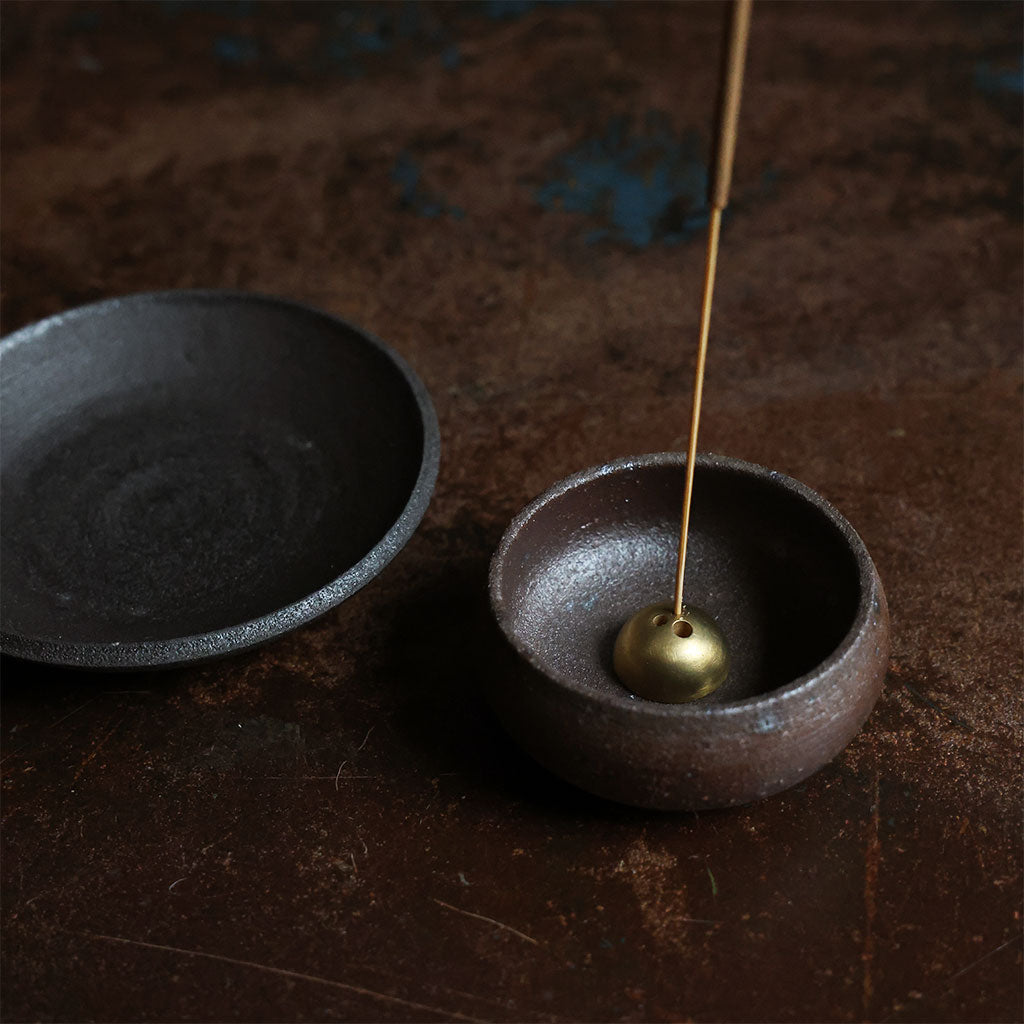 Wabi Sabi Incense Bowl & Brass Dome Incense Holder    at Boston General Store