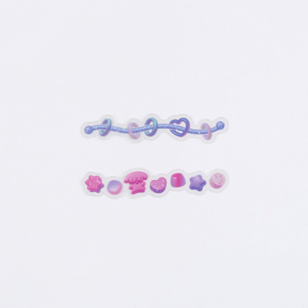 Two long border pastel decorative stickers with playful designs on a white background