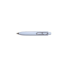 Light soda blue uniball one p gel pen with wire pen clip on white background