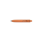 Orange uniball one p gel pen with wire pen clip on white background