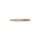 Coffee brown uniball one p gel pen with wire pen clip on white background