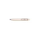 White uniball one p gel pen with wire pen clip on white background