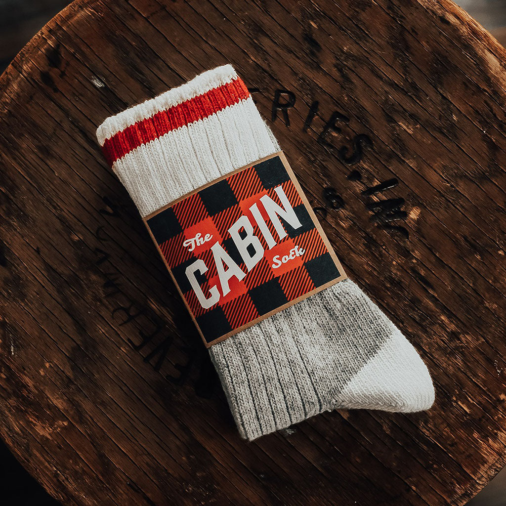 Cabin Sock - Red Stripe    at Boston General Store