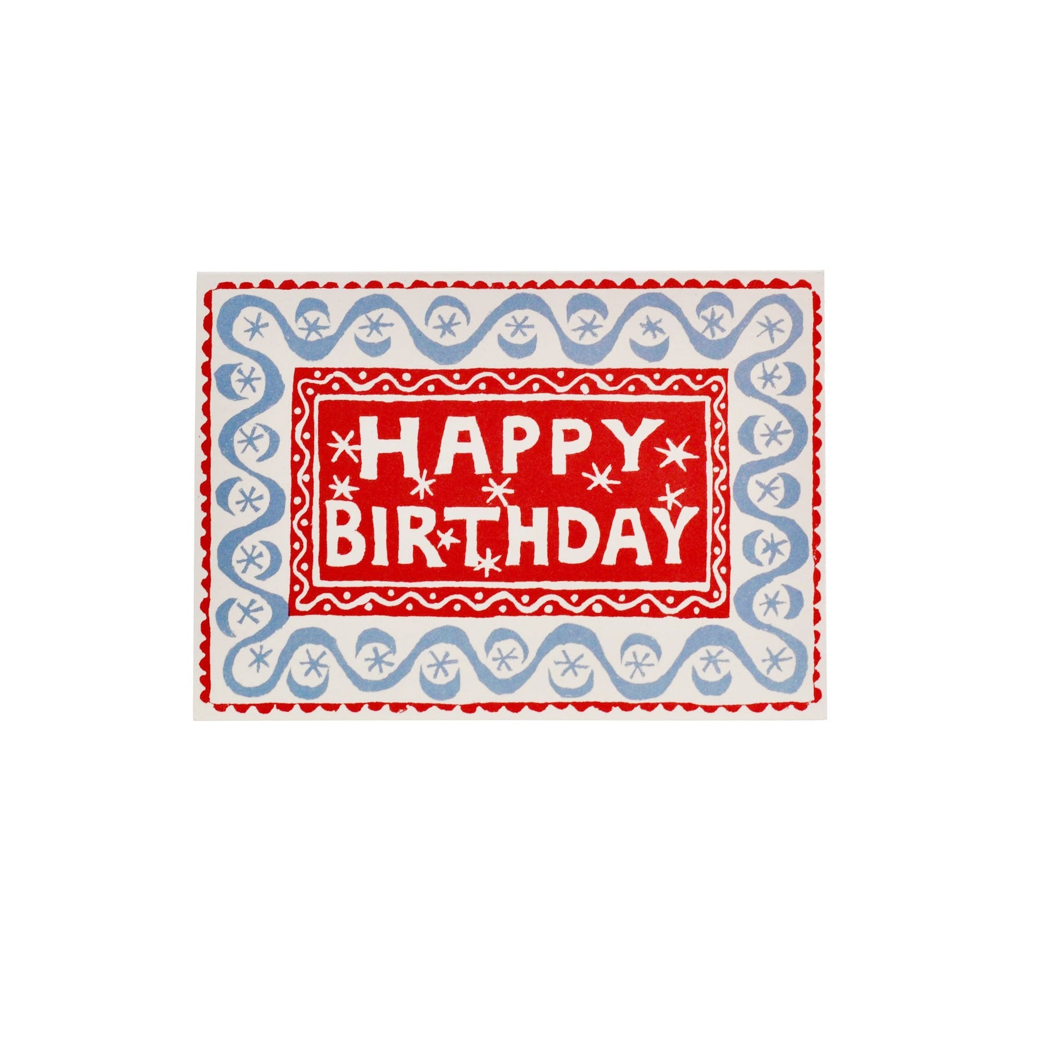 greeting card with a wave border and text that reads happy birthday