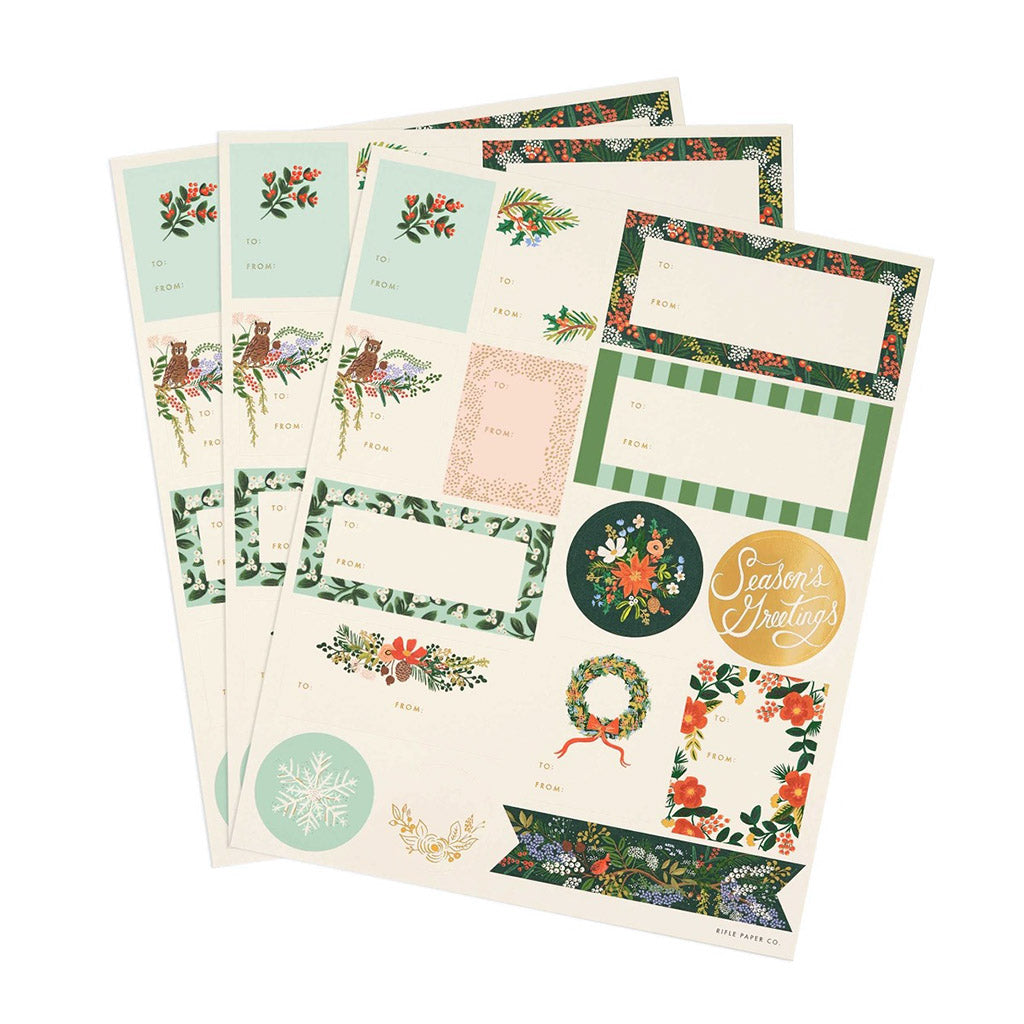 Holiday Stickers &amp; Labels Winter Floral   at Boston General Store