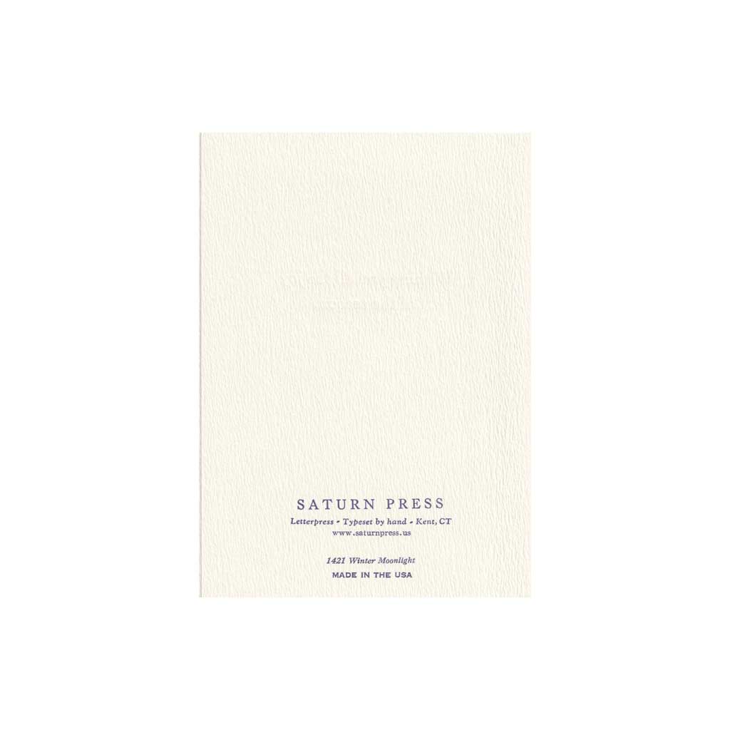 White card with 'Saturn Press' branding on a white background